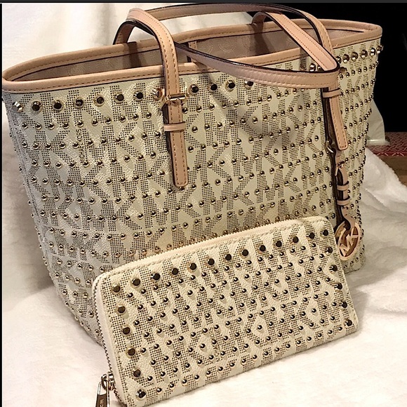 Michael Kors Handbags - Michael Kors Astor Studded Gold Tote